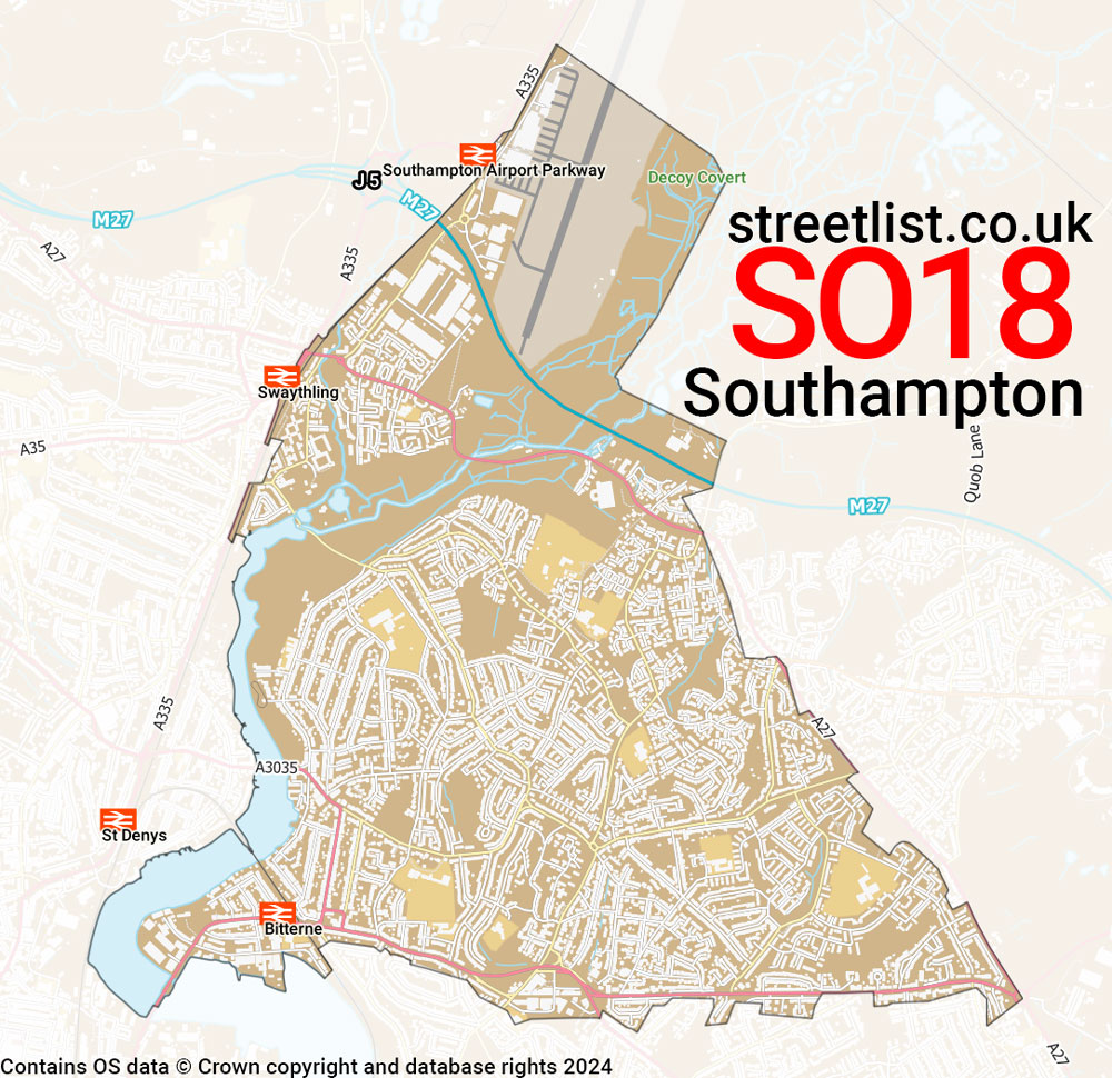 Map of the SO18 postcode