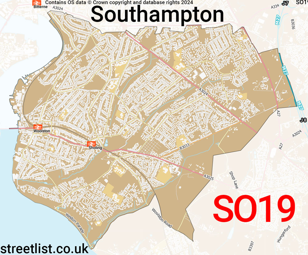 Map of the SO19 postcode