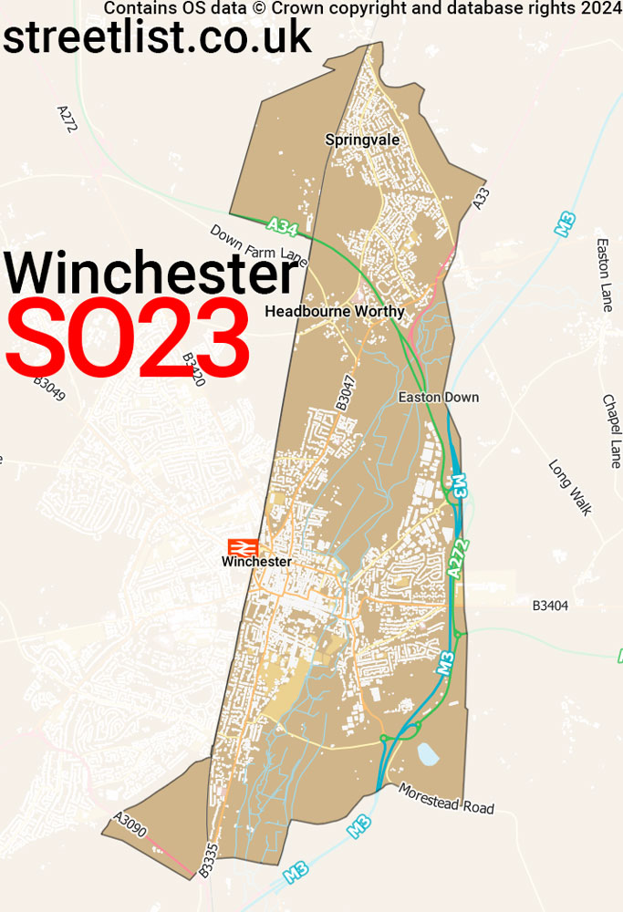 Map of the SO23 postcode