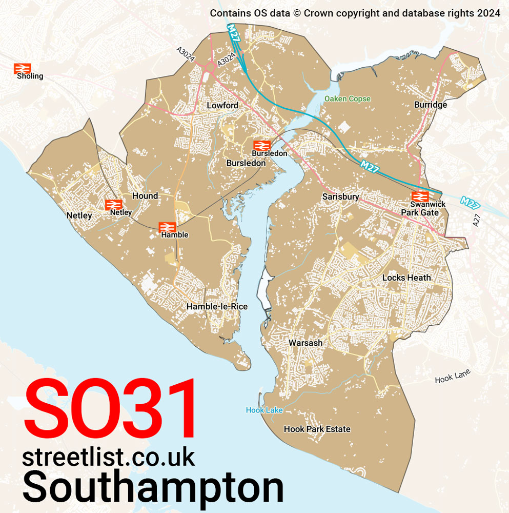 Map of the SO31 postcode