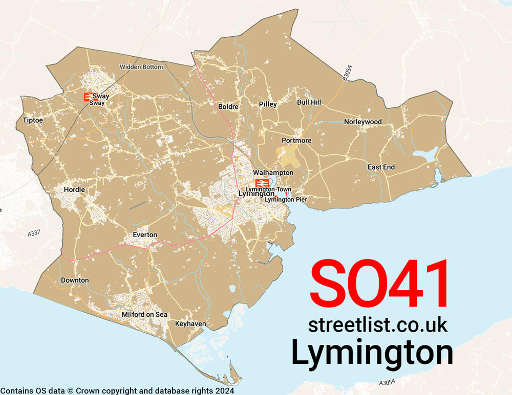 Map of the SO41 postcode