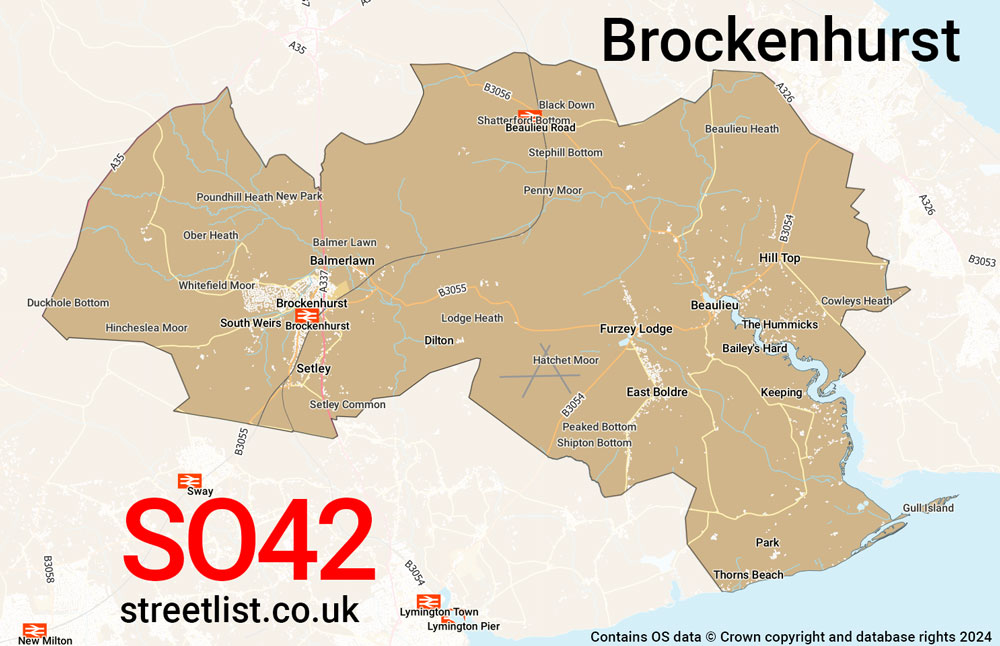 Map of the SO42 postcode