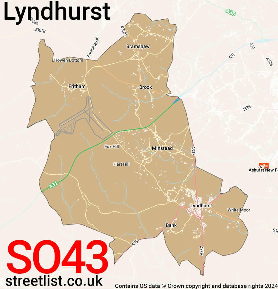 Map of the SO43 postcode