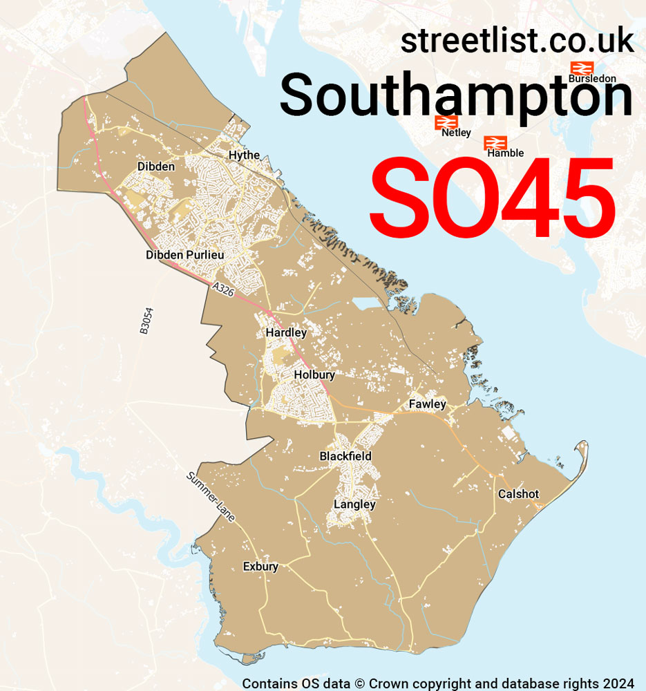 Map of the SO45 postcode