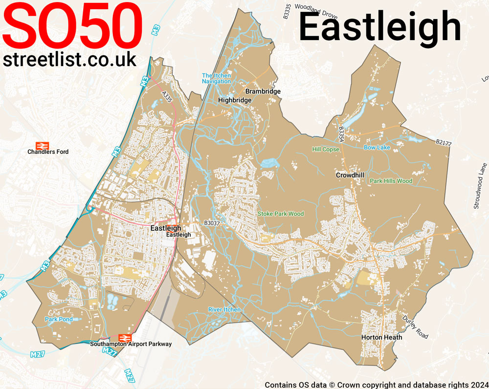 Map of the SO50 postcode