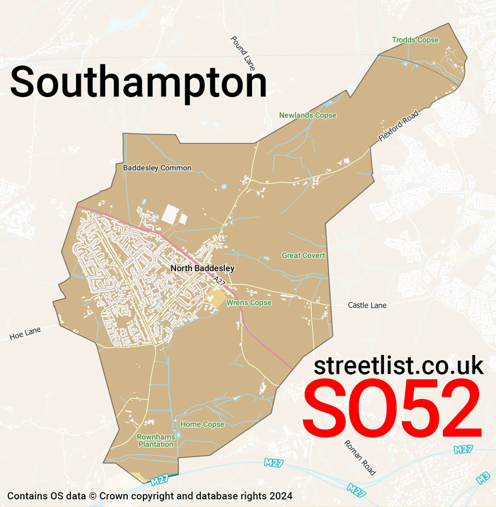 Map of the SO52 postcode