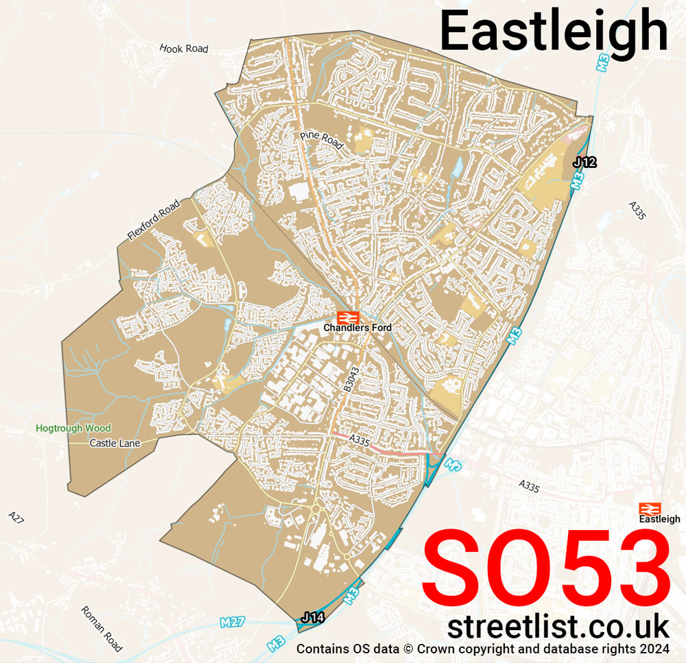 Map of the SO53 postcode