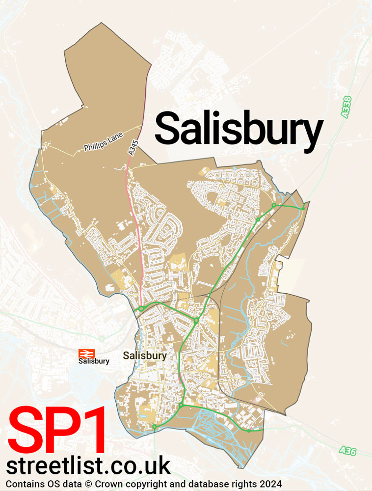 Map of the SP1 postcode