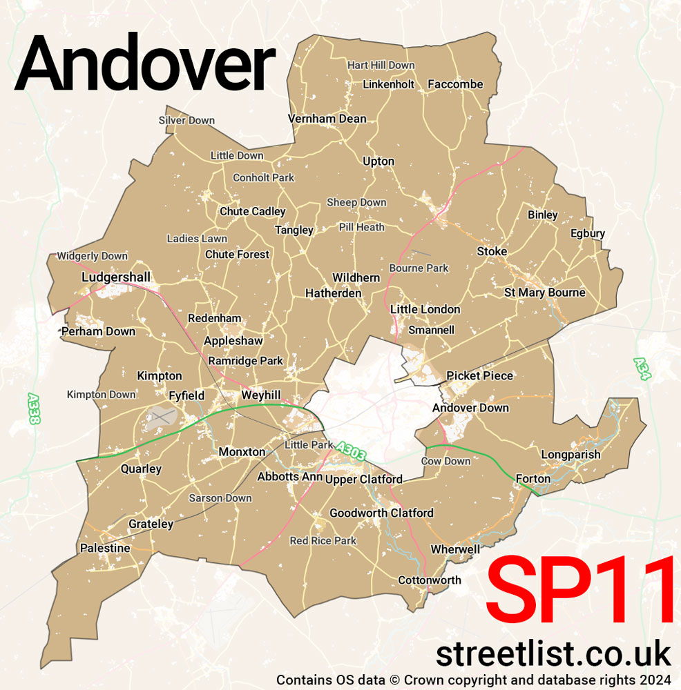 Map of the SP11 postcode