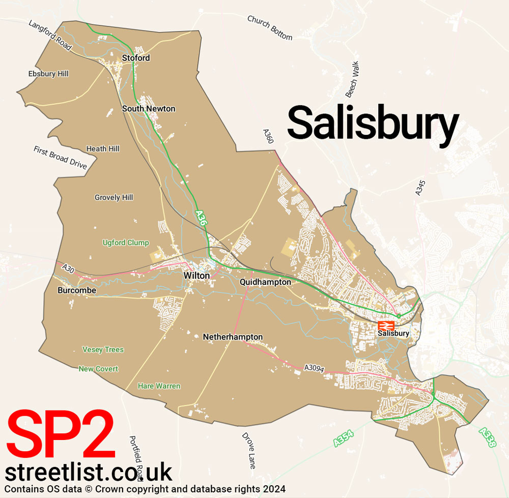 Map of the SP2 postcode