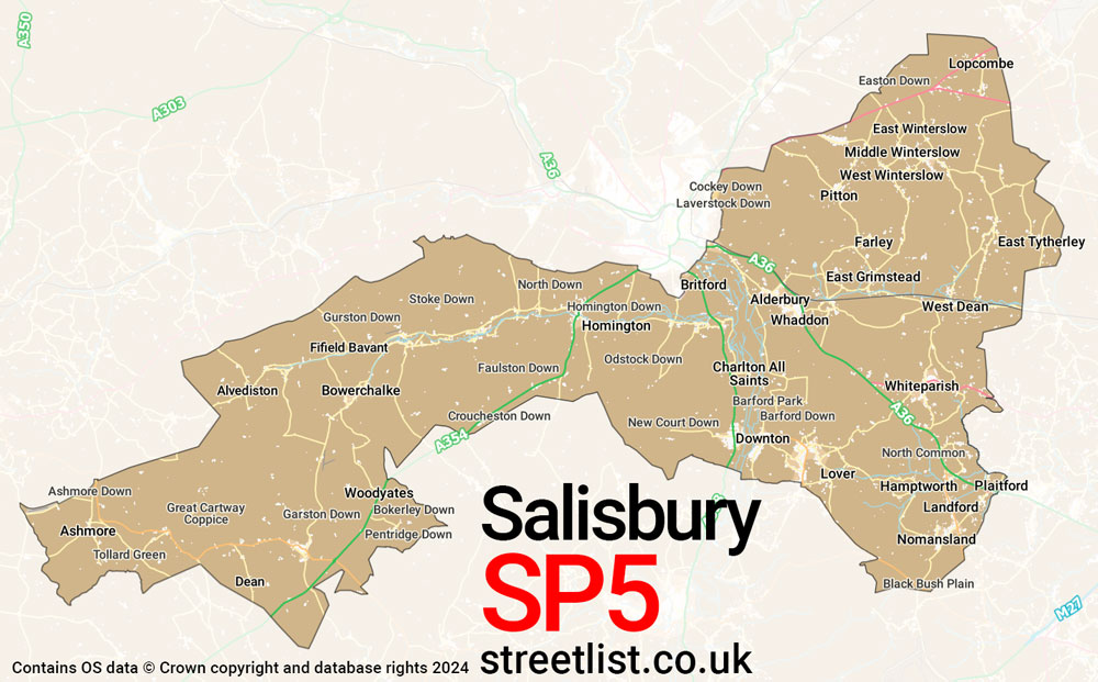 Map of the SP5 postcode