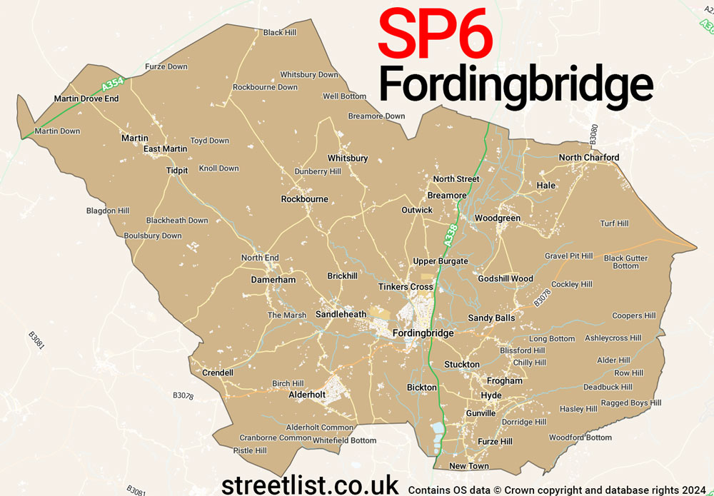 Map of the SP6 postcode