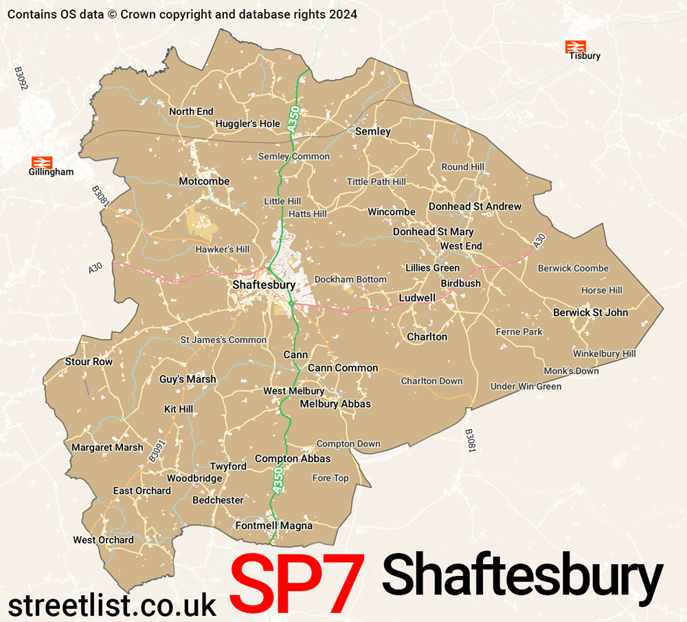 Map of the SP7 postcode