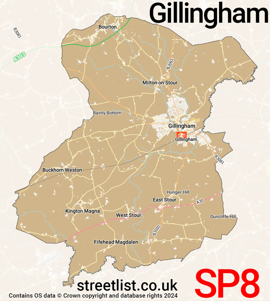 Map of the SP8 postcode