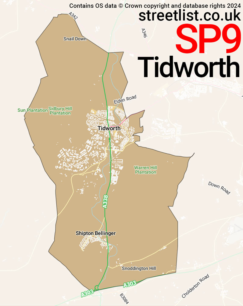 Map of the SP9 postcode