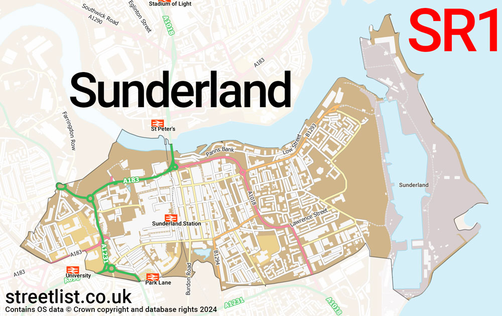 Map of the SR1 postcode