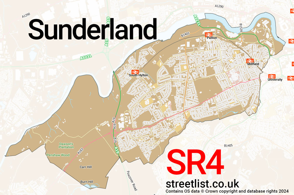 Map of the SR4 postcode