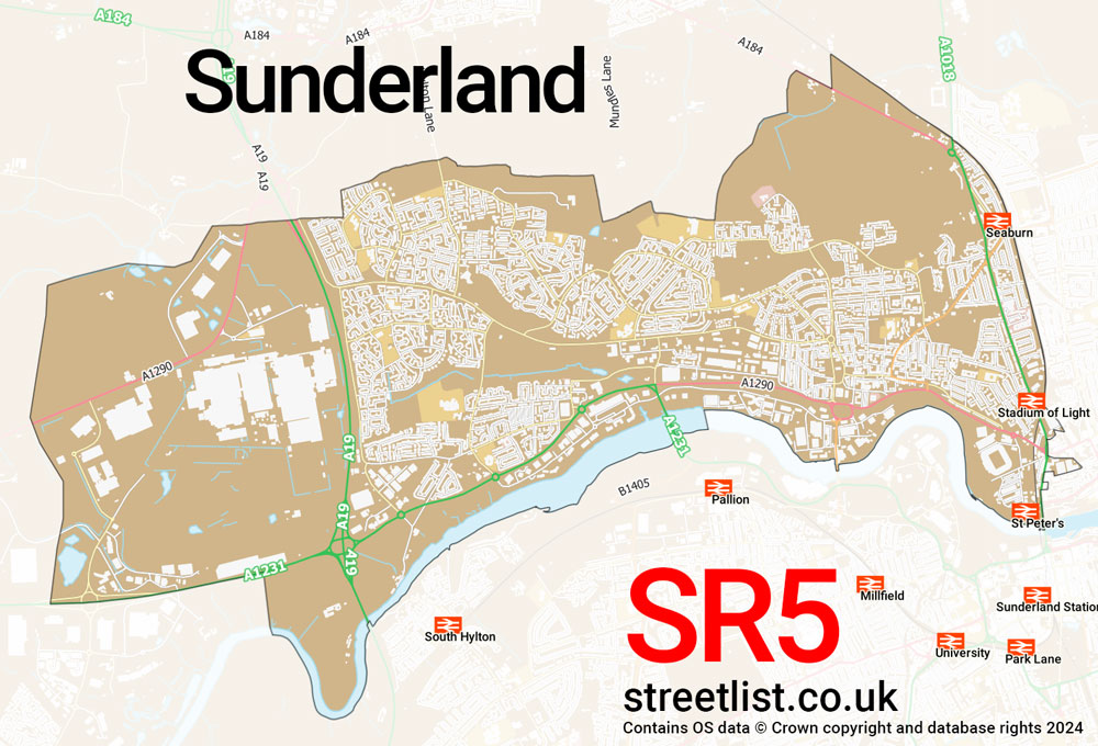 Map of the SR5 postcode