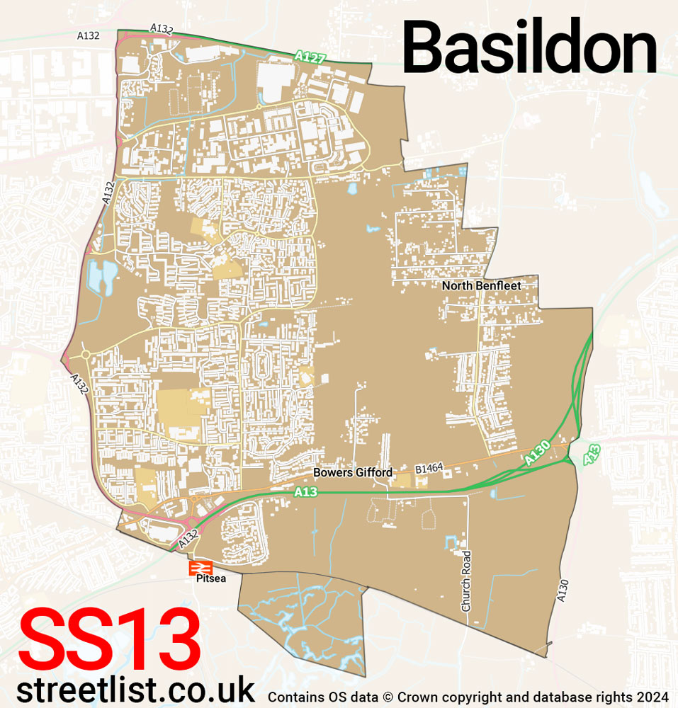 Map of the SS13 postcode