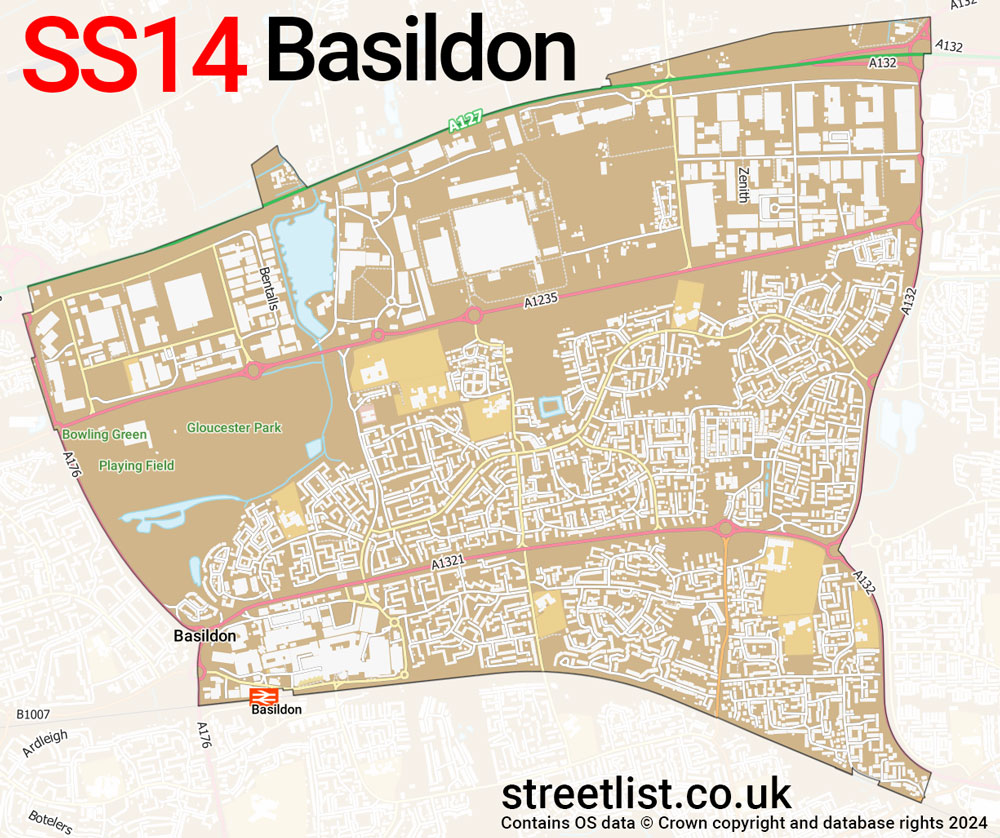 Map of the SS14 postcode