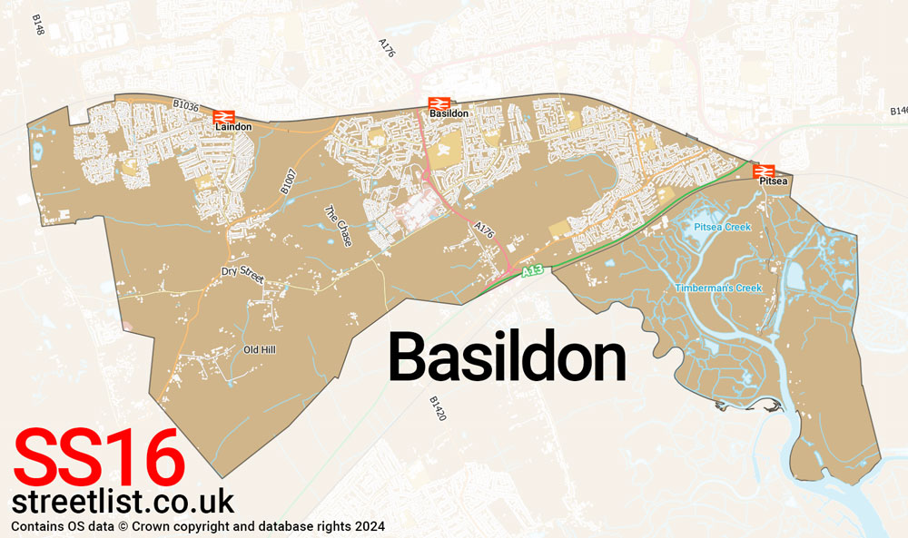 Map of the SS16 postcode