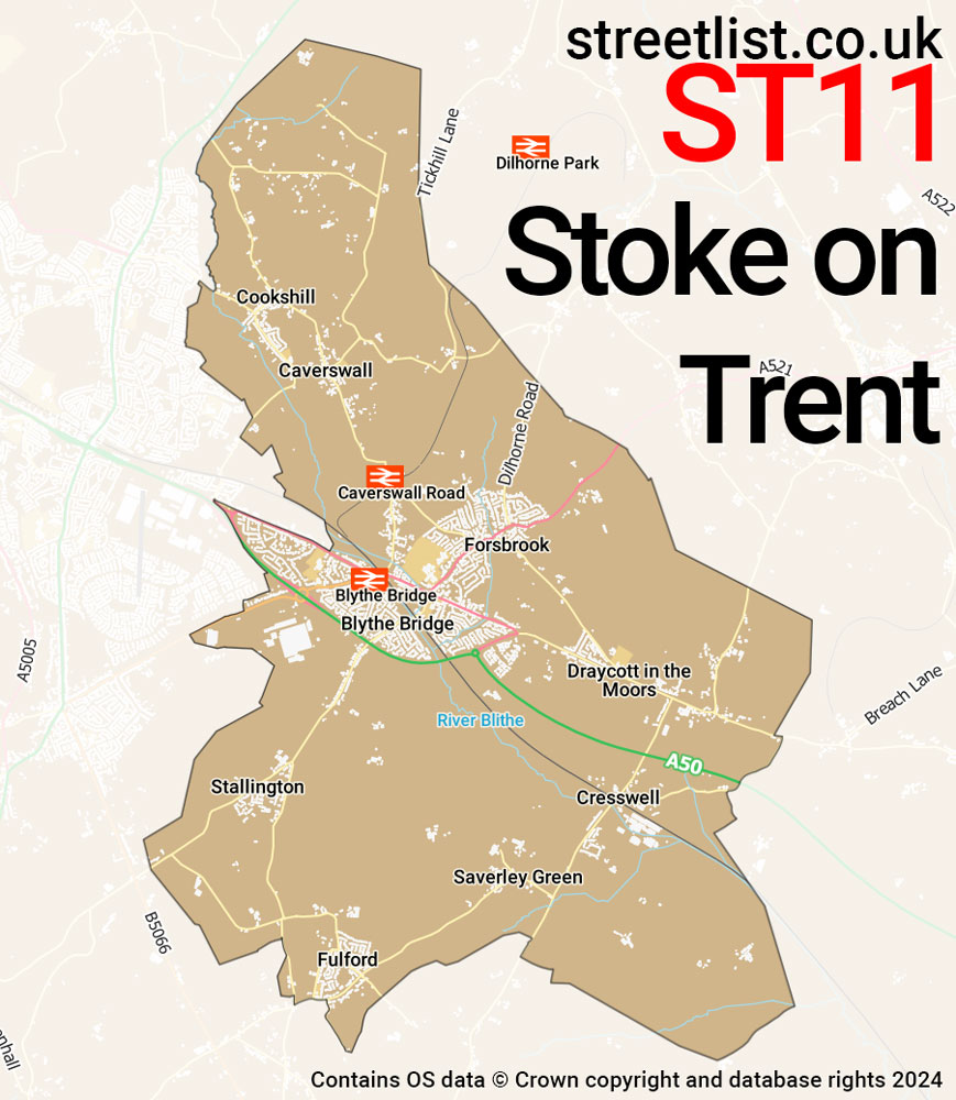 Map of the ST11 postcode