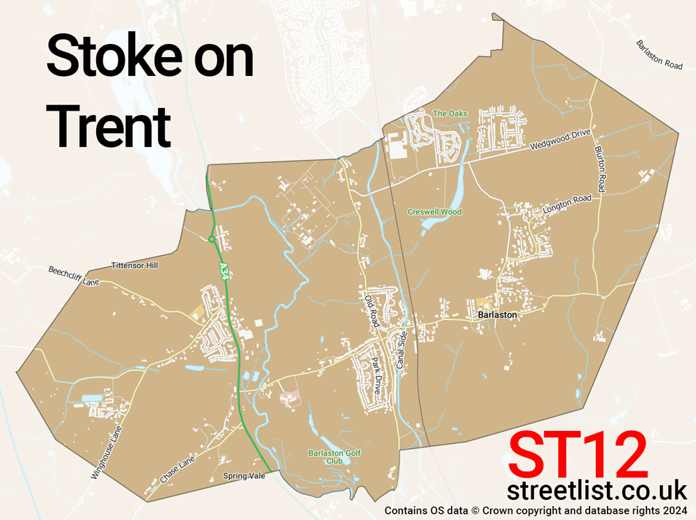 Map of the ST12 postcode