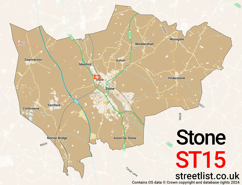 Map of the ST15 postcode