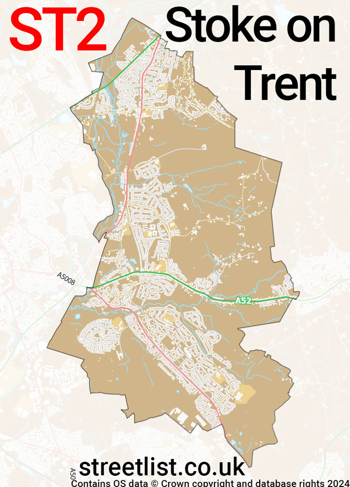 Map of the ST2 postcode