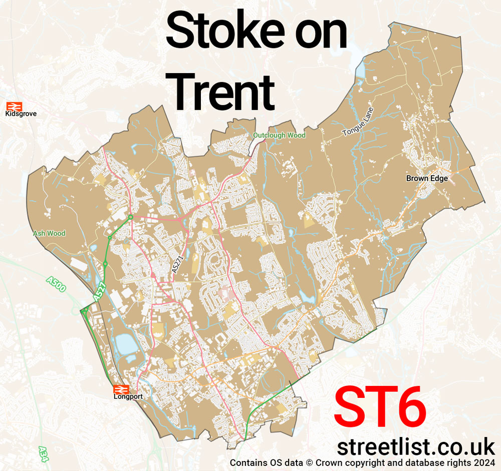 Map of the ST6 postcode