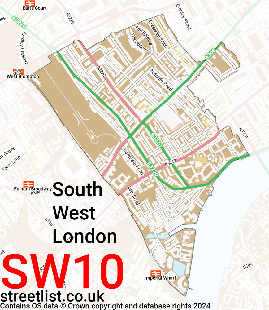 Map of the SW10 postcode