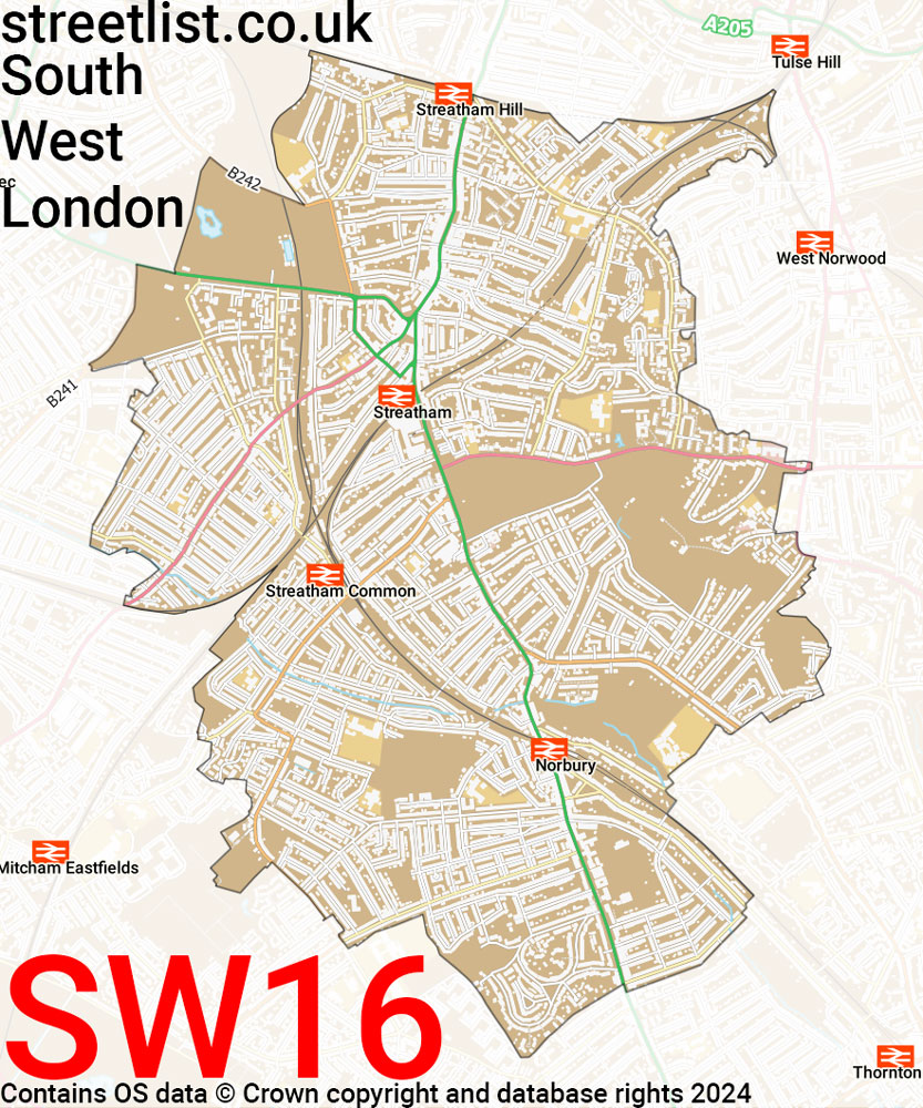 Map of the SW16 postcode