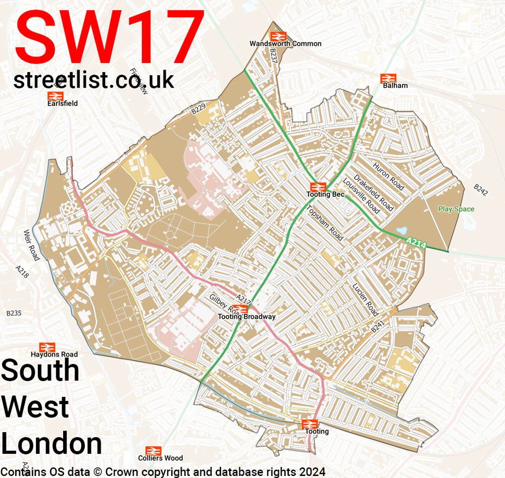 Map of the SW17 postcode