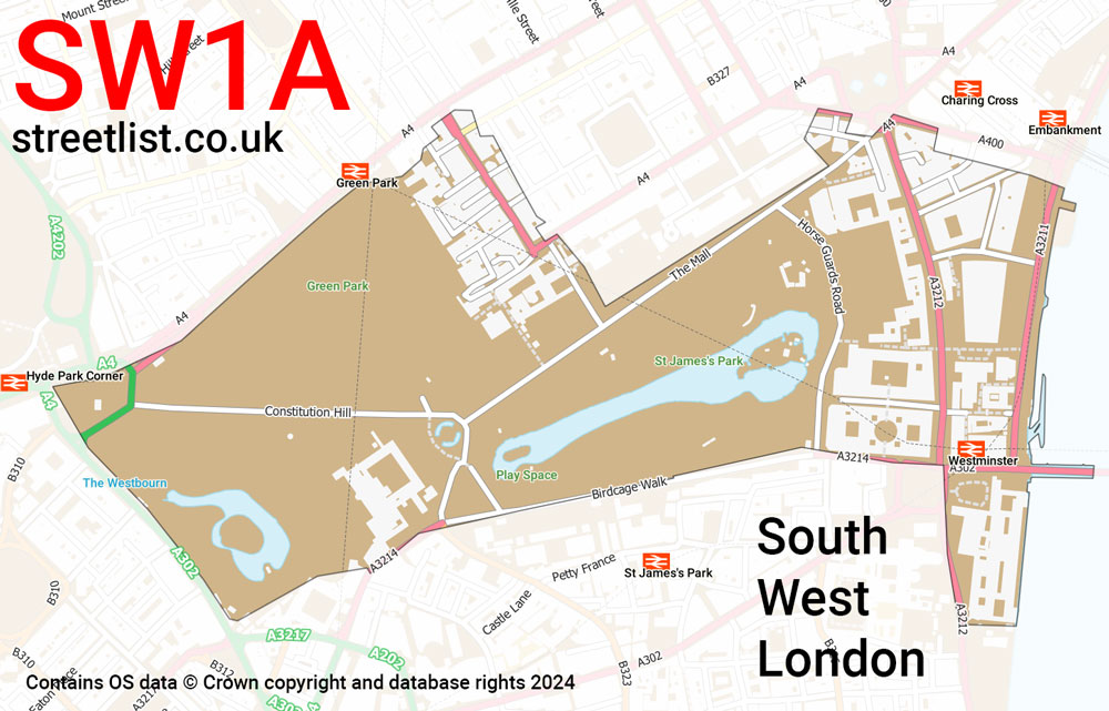 Map of the SW1A postcode