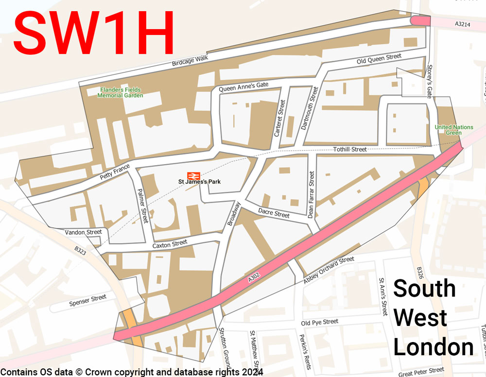 Map of the SW1H postcode