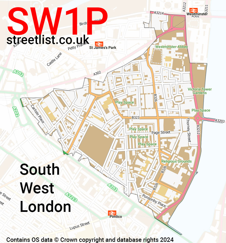 Map of the SW1P postcode