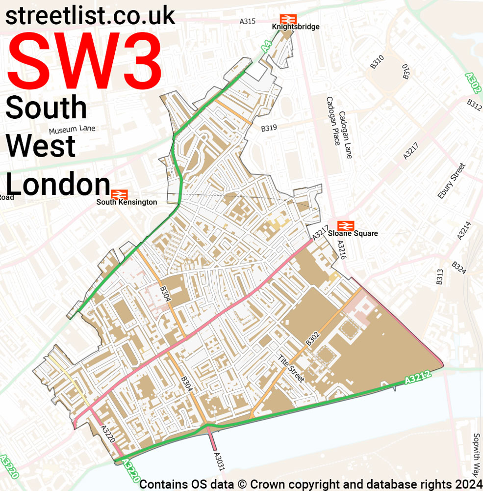 Map of the SW3 postcode