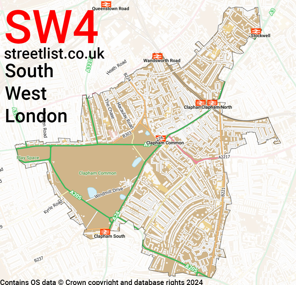 Map of the SW4 postcode