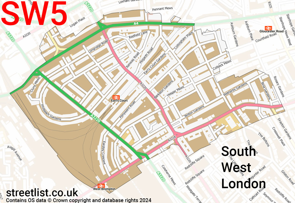 Map of the SW5 postcode