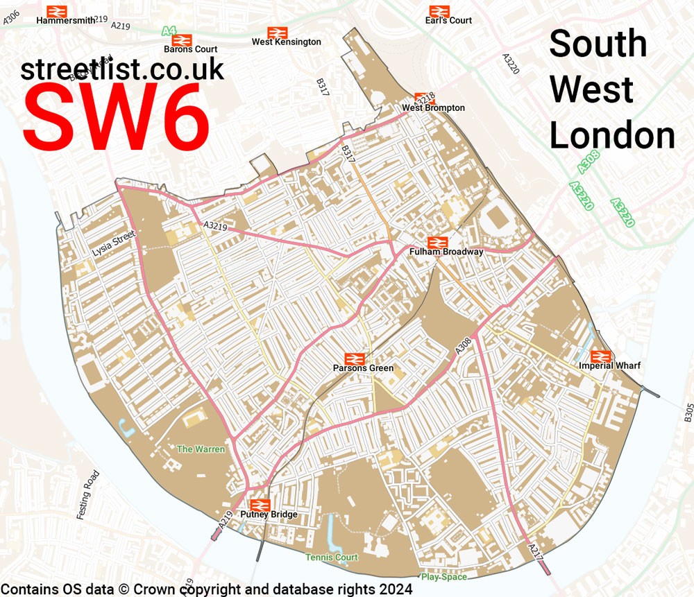 Map of the SW6 postcode