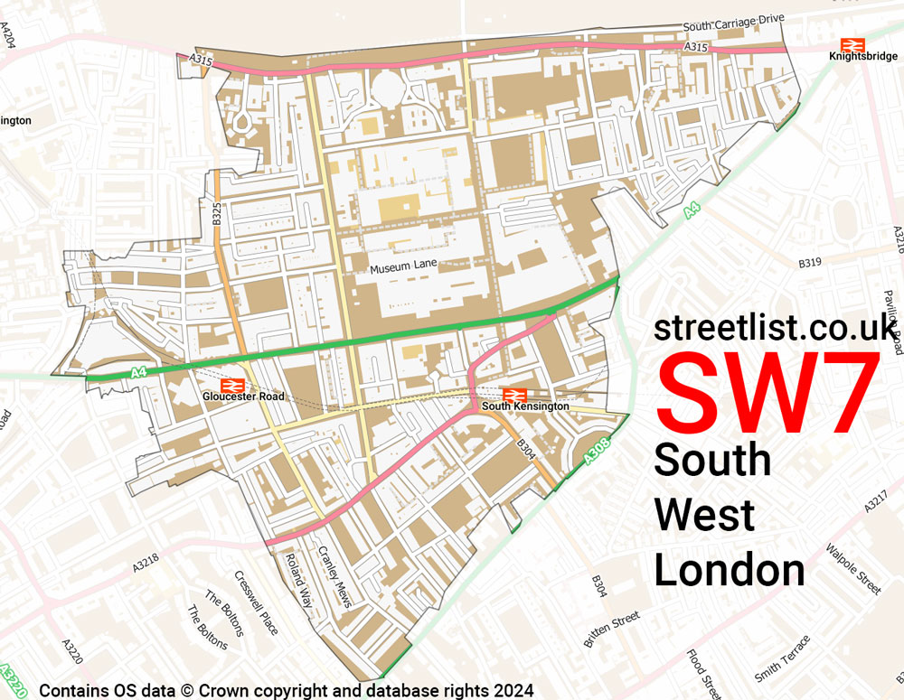 Map of the SW7 postcode