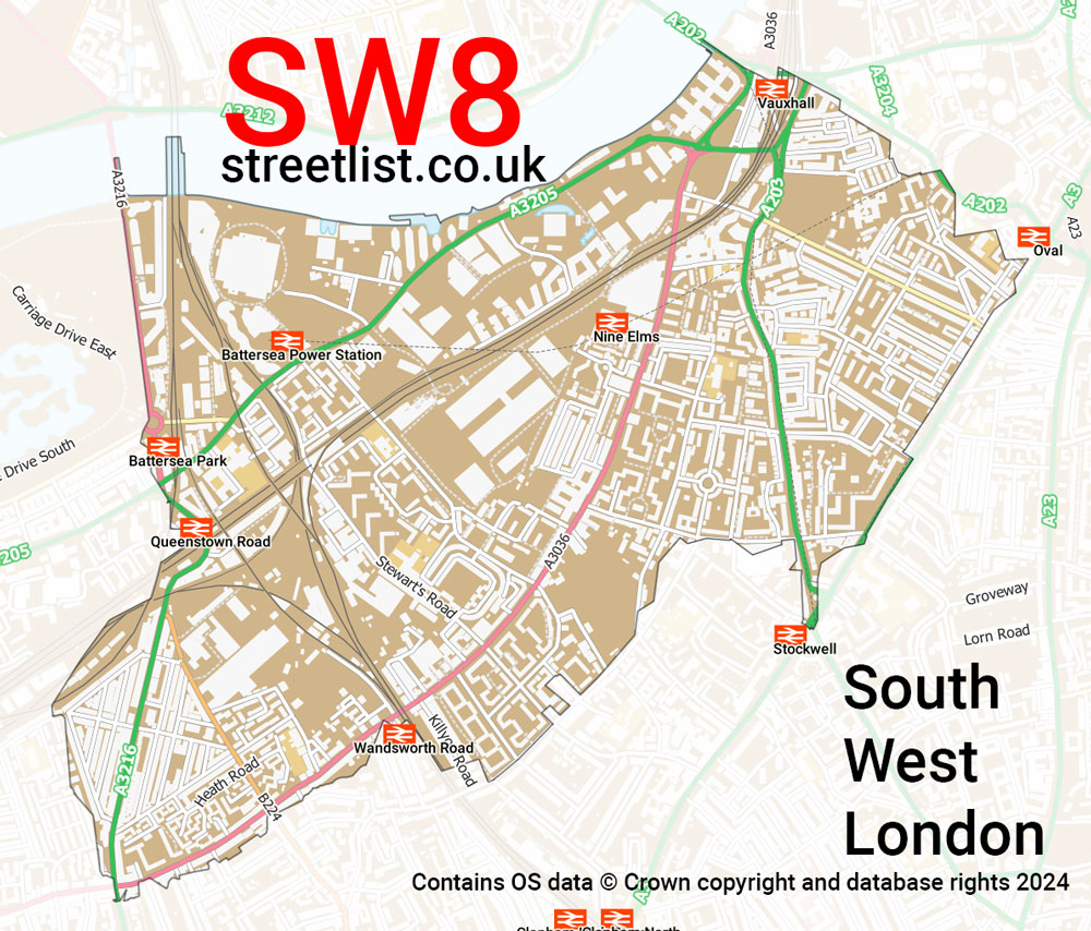 Map of the SW8 postcode