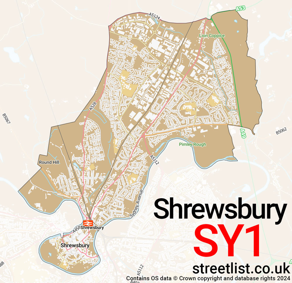 Map of the SY1 postcode