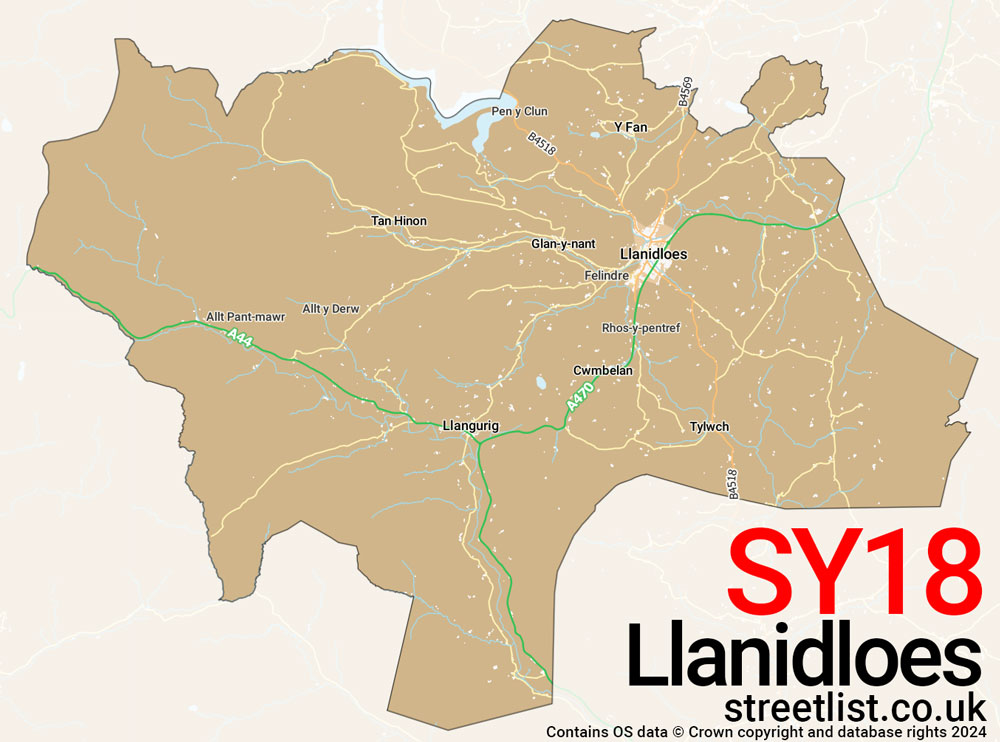 Map of the SY18 postcode