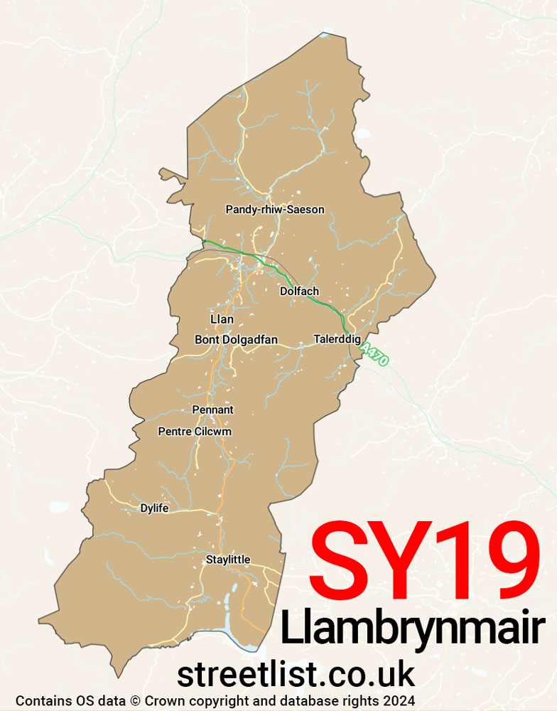 Map of the SY19 postcode