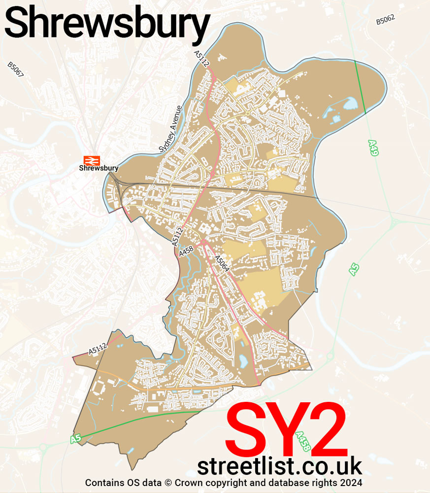 Map of the SY2 postcode