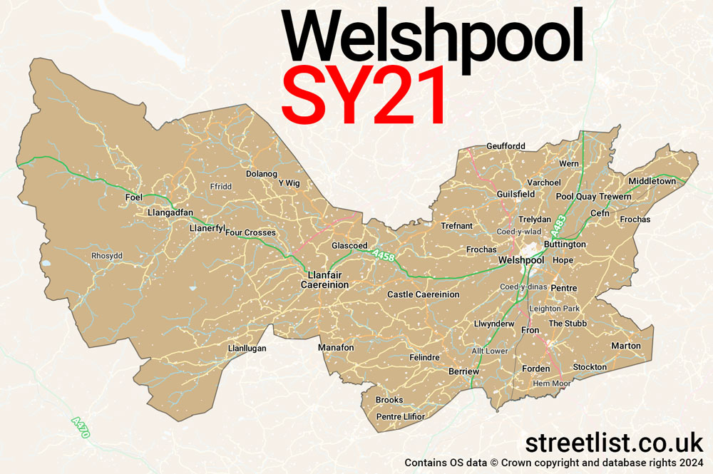 Map of the SY21 postcode