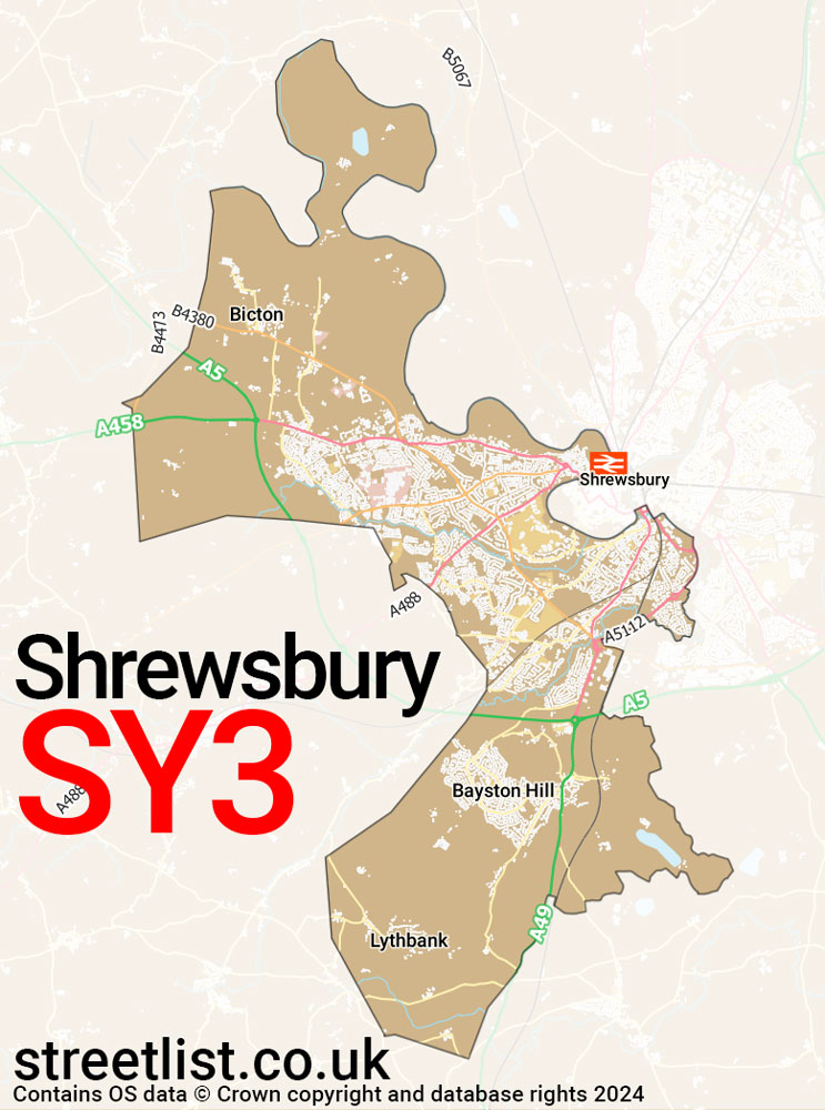 Map of the SY3 postcode