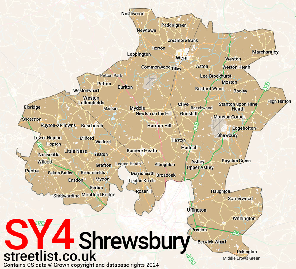 Map of the SY4 postcode