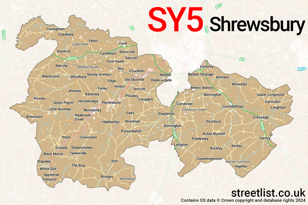 Map of the SY5 postcode